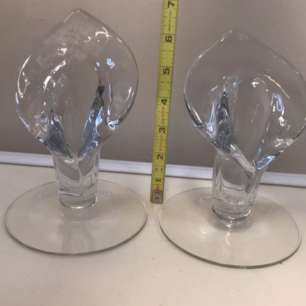 Pair‎ of Vintage (1940's) Cambridge Glass Calla Lily Candlesticks